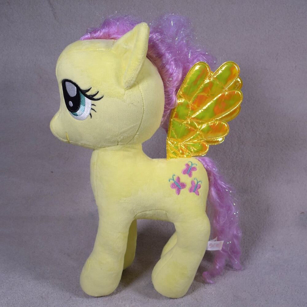 My Little Pony Sparkly Fluttersby TY Plush Yellow Stuffed Animal Toy Purple Mane